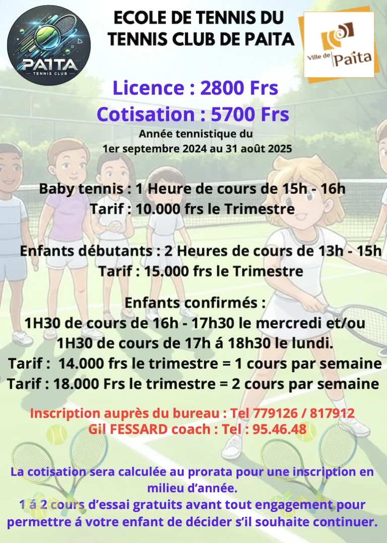 Tennis Club Paita - Ecole de Tennis avec Gil FESSARD